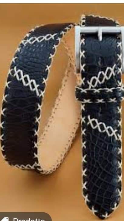 Leather belt close-up with stitching